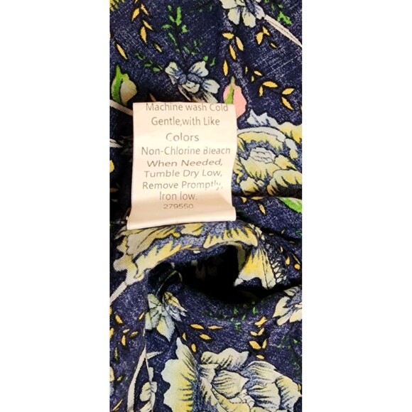 SHEIN Peasant Top Women's Large Blue Boho Floral Tie Neck Flowy Beachy - Picture 7 of 7